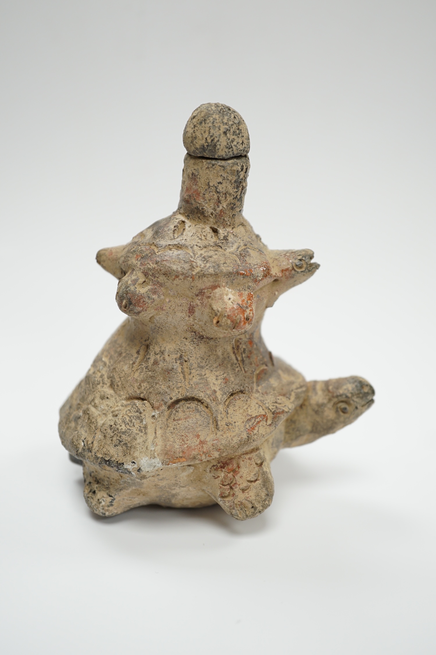 A Chinese turtle vessel and stopper, Tang or later, 11cm high